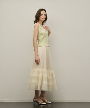 GRACE CONTINENTAL バイカラーリブニットノースリーブ ライトグリーン