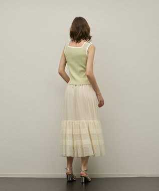 GRACE CONTINENTAL バイカラーリブニットノースリーブ ライトグリーン