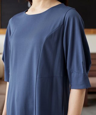 Tiaclasse L 【洗える】マトンスリーブカットソートップス ブルー