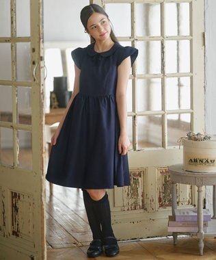 組曲 KIDS 【150-170㎝】レーシージャケット＆ワンピース セット ネイビー系