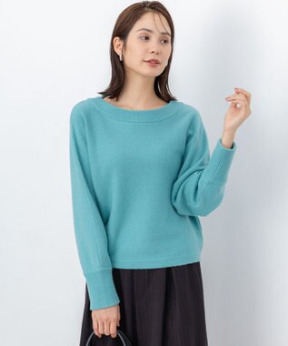 組曲 【加藤ローサさん着用】ウールカシミヤミックスボートネック ニット スモーキーグリーン系