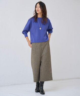 J.PRESS LADIES ポンチ ボートネック カットソー ブルー系