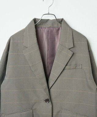 WEGO ボクシーテーラードジャケット ベージュチェック1