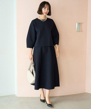 UNFILO BEAUTY FORM KNIT フレアスカート セットアップ ネイビー