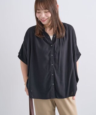 Green Parks 【WEB限定】アソート柄さらっとレーヨンブラウスⅡ Black