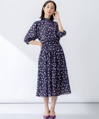 組曲 L フラワードットプリント スカート ネイビー系5