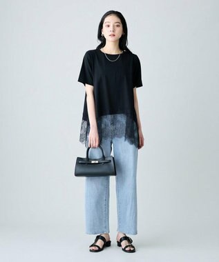 ANY L レースコンビフレアーカットソー ブラック系