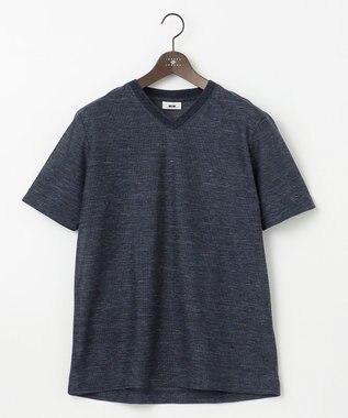 JOSEPH ABBOUD 【吸水速乾/軽量】リネンTOPピケ Tシャツ ネイビー系