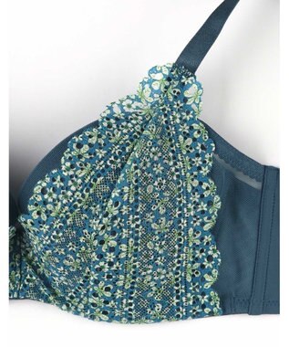 une nana cool さあわたし レース 脇高ブラジャー MADE WITH LIBERTY FABRIC ブルーグリーン
