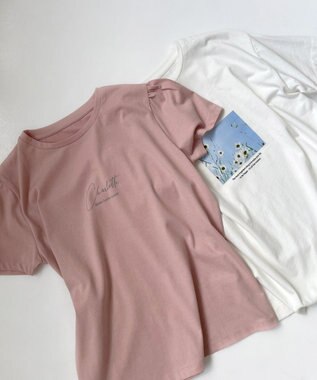 Feroux フラワーフォトプリント Tシャツ ホワイト系