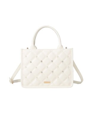 Maison de FLEUR パールビジューキルティングスクエアショルダー Ivory
