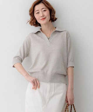 23区 【先行予約】ピュアリネン スキッパー ポロニット