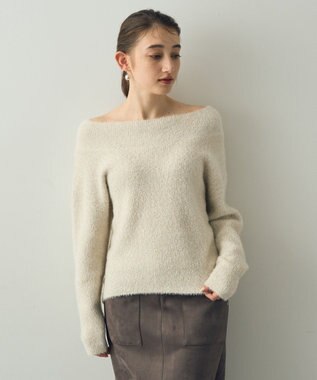 YECCA VECCA 2wayラメフェザーニット Ivory