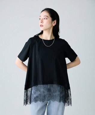 ANY L レースコンビフレアーカットソー ブラック系