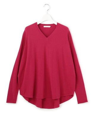 ICB ヴィスコースワイド Vネックプルオーバー ラズベリー