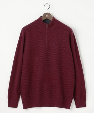 JOSEPH ABBOUD 【キングサイズ】カシミヤブレンド ハイネック ZIP プルオーバーニット ワイン系
