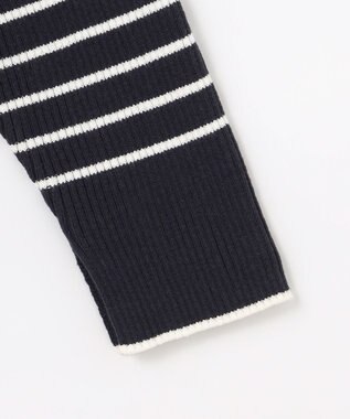 組曲 L 【WEB限定】ハイネック ゆるボーダーニット ネイビー×オフ系1