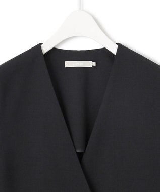 ICB L 【UVカット・洗える】ウール2WAYストレッチ Vネックベスト ブラック系