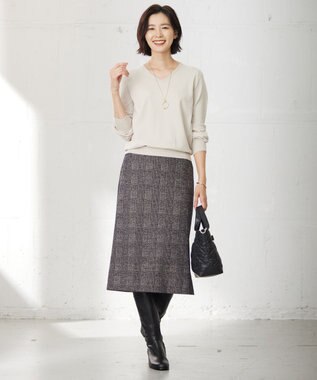 J.PRESS LADIES L 【洗える】PRINCE Vネック ニット ベージュ系