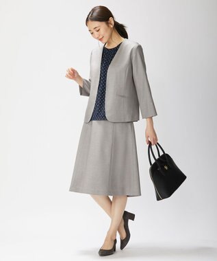 J.PRESS LADIES 【洗える・UVケア・速乾】OXIJEWELストレッチ フレアー スカート ライトグレー系