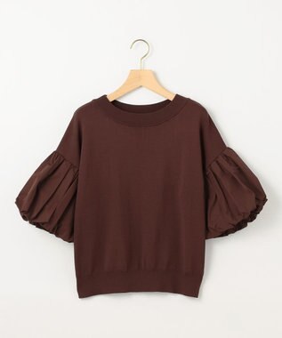 組曲 ストレッチクリアパフ袖 ニット ブラウン系