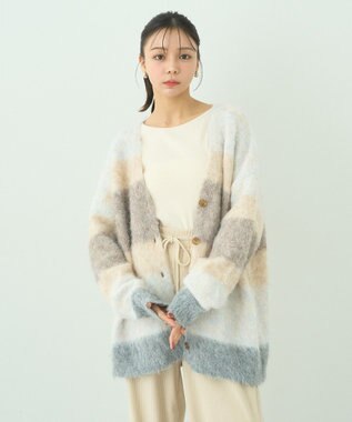 earth music&ecology グラデーション起毛ニットカーディガン Beige