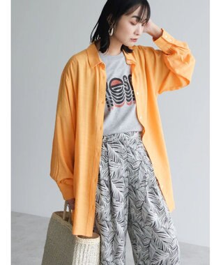 Green Parks ジャガードシアーシャツ Orange