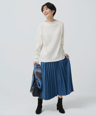 ANY 【大好評につき新色登場/洗濯機可/ウエストゴム】プリーツスカート スレートブルー