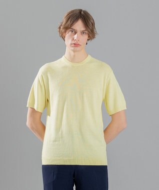 JOSEPH HOMME リネンナイロンプレーン　半袖クルーネックニット イエロー系