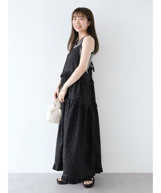 Green Parks ・Ｐｅｔｉｔ　Ｆｌｅｕｒフラワージャカードキャミワンピ Black