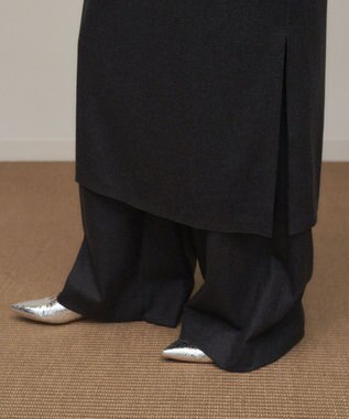 ATON MERINO COLLEGE JERSEY | Vネックドレス CHARCOAL GRAY