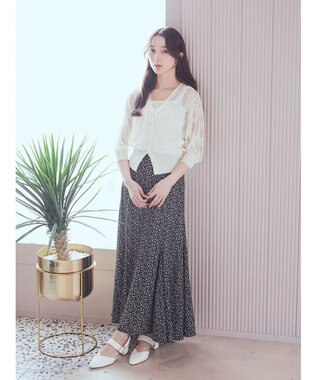 earth music&ecology 花柄シアーカーディガン Ivory