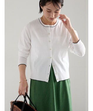 Te chichi 14G綿ポリクルーカーディガン オフホワイト