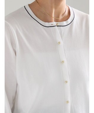 Te chichi 14G綿ポリクルーカーディガン オフホワイト