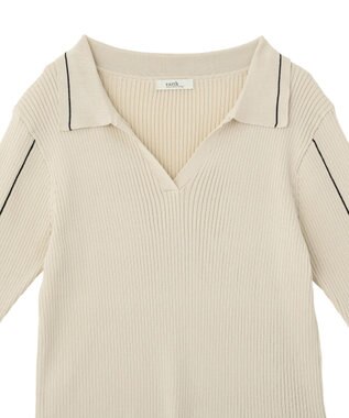 earth music&ecology 【予約】ラインカラーポロニット エクリュ