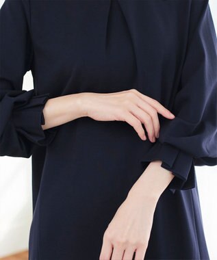 Tiaclasse L 【洗える】タックスリーブポンチチュニック ネイビー