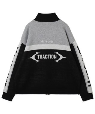 WEGO 【ユニセックス着用ITEM】レーシンググラフィックニットブルゾン ブラック