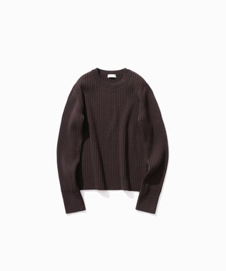 ATON NATURAL DYED WOOL | クルーネックリブセーター BROWN
