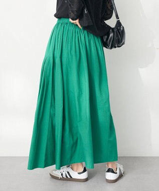 CRAFT STANDARD BOUTIQUE インド綿サイドタック切り替えスカート Green