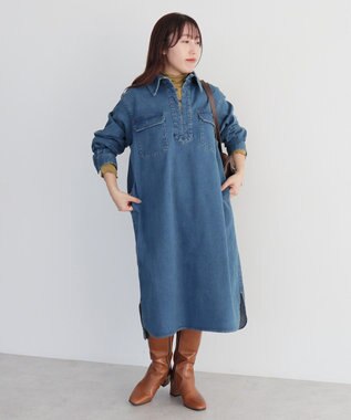 CRAFT STANDARD BOUTIQUE 裏起毛デニムヘンリーワンピース
