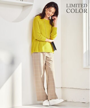 自由区 【WEB限定カラーあり・洗える】リネンミドルゲージボートネック ニット [WEB限定]ピスタチオ