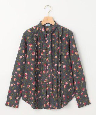 組曲 S カッティングローズプリント フリルブラウス ピンク系5