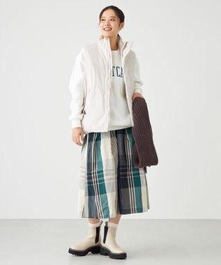 SHARE PARK LADIES メモリーチェックフレアスカート ブルー系3