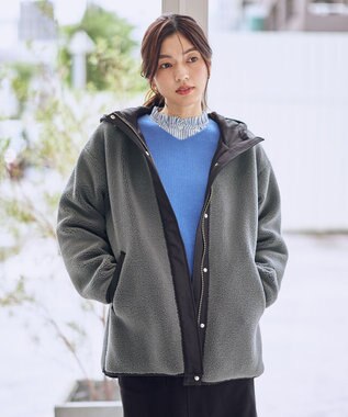 ANY 【LEE掲載】ボアコート チャコール×ブラック