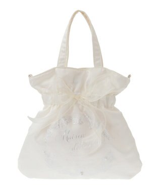 Maison de FLEUR シーシェルプリントリボン2Wayバッグ Ivory