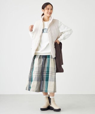 SHARE PARK LADIES メモリーチェックフレアスカート ブルー系3