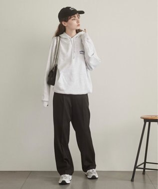 WEGO 【ANGIE VINTAGE】ワンポイント刺繍スウェットパーカー ライトグレー