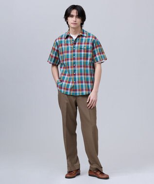 J.PRESS MEN 【J.PRESS ORIGINALS】Indian Madras Regular half Sleeve Shirt / Baggy-Fit グリーン系3