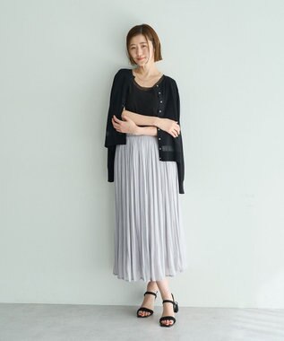 YECCA VECCA シャイニーサテンプリーツスカート Light Gray