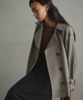 CRAFT STANDARD BOUTIQUE オーバサイズショートトレンチコート ガンクラブチェック